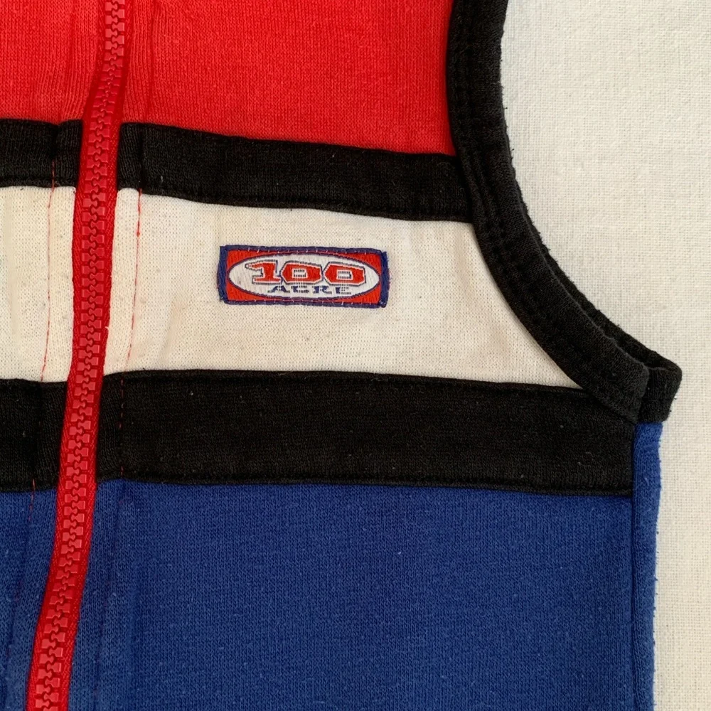 Disney Vintage Pooh Embroidered Tigger Tiggerific Blue, Red Zip-Up Boys Vest 4T